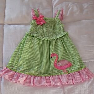 Rare Editions Green and Pink Gingham Dress